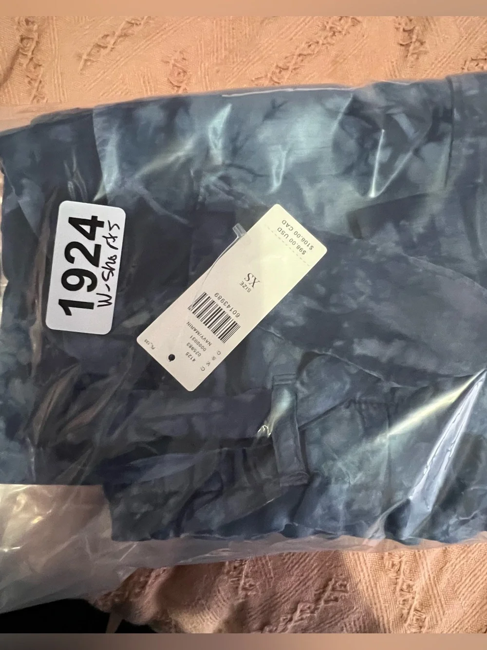 New Anthropologie Cloth & Stone Tie-Dye Blue Paperbag Waist Shorts Tie Belt